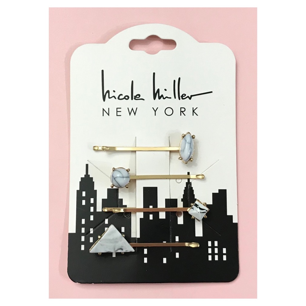 NWT Nicole Miller Set Of 4 Gold Tone Hair Clips